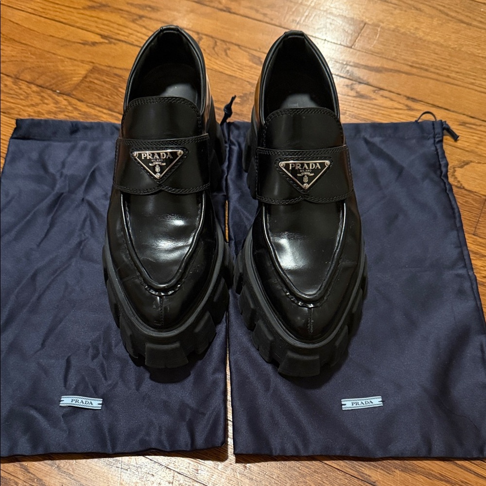 Authentic Prada monolith loafers